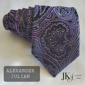 Alexander Julian Men's Tie Polyester Purple Paisley